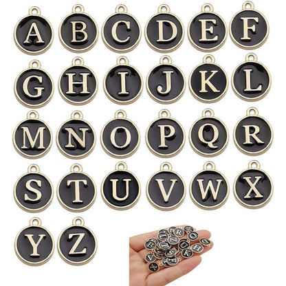 130 Pieces Mixed 5 Color Letter Beads Enamel Metal Letter Charms Double Sided Initial Pendant A-Z Alphabet Charm for Necklace Bracelet Jewelry Making HM504