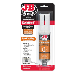 J-B Weld 50176 KwikWeld Steel Reinforced Epoxy Syringe - Dark Grey - 25 ml,Black