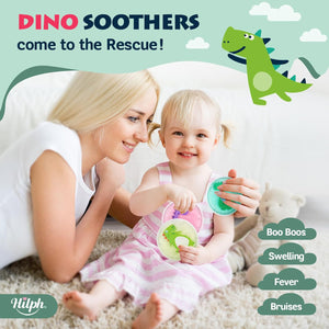 Hilph Kids Ice Packs for Boo Boos, Toddler Dinosaur Ice Pack Reusable Childrens Boo Boo Buddy Hot Cold Gel Packs for Kids Injuries, Pain Relief, Bumps & Bruises, Breastfeeding, Lunch Box (3 Packs)