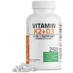 Buy now Bronson Vitamin K2 (MK7) with D3 Supplement Non-GMO Formula 5000 IU Vitamin D3 & 90 mcg K2 MK-7 Easy to Swallow D & K Complex, 250 Capsules at indiglob india