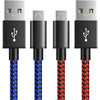 6amLifestyle PS4 Controller Charger Charging Cable, 2 Pack 10ft Extra Long Micro USB 2.0 Cable, Nylon Braided Cord, for PS4, PS4 Slim/Pro, Xbox One S/X Controller, Android Phones, Black+Blue - Blue-Red