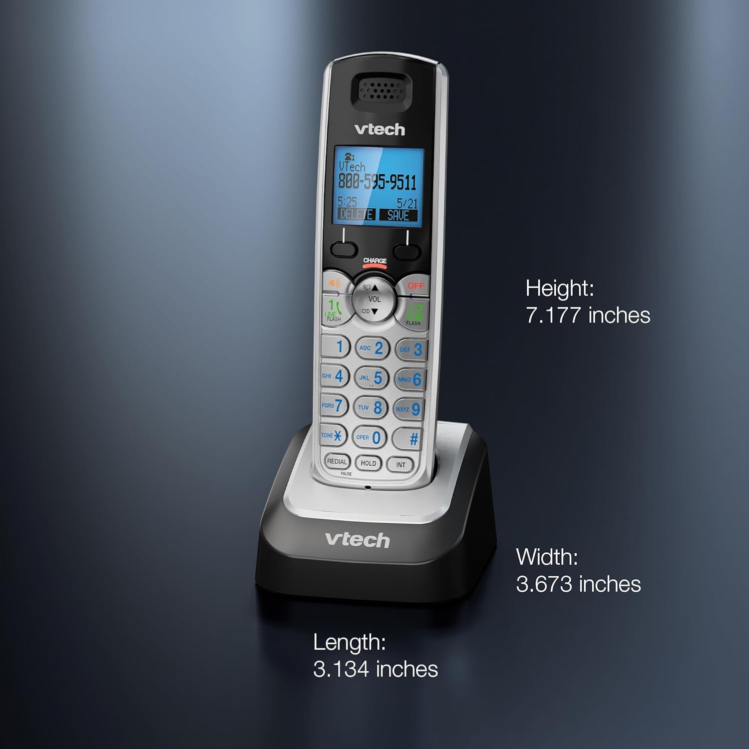 Buy now VTech Accessory Handset for DS6151 Series with 2-Line Cordless Phone, Suitable for Small Business or Home, Answering System, Expandable up to 12 Handsets, Intercom, Conference | DS6101 (Black/Silver) at indiglob india