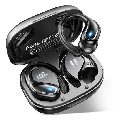 Buy now Ltinist Wireless Earbud, Bluetooth 5.3 Headphones Pure Bass Sound with Earhooks, 75H Battery Over Ear Headphones with Dual-LED Display, IP7 Waterproof Earphones Built-in Microphone for Running Sports at indiglob india