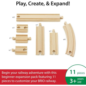 BRIO World Expansion Pack Beginner - 11-Piece Wooden Train Track Set - Compatible with All Railway Sets - FSC-Certified Wooden Tracks - Enhances Cognitive Skills - Durable & Safe - Ages 3 & Up