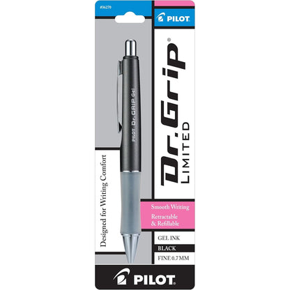 PILOT Dr. Grip Limited Refillable & Retractable Ballpoint Pen, Fine Point, Black Ink, Single Pen - Ideal for School, Journaling & Office Writing
