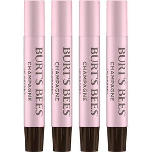 Burt's Bees Shimmer Lip Tint Set, Tinted Lip Balm Stick, Moisturizing for All Day Hydration with Natural Origin Glowy Pigmented Finish & Buildable Color, Champagne (4-Pack)