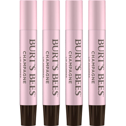 Burt's Bees Shimmer Lip Tint Set, Tinted Lip Balm Stick, Moisturizing for All Day Hydration with Natural Origin Glowy Pigmented Finish & Buildable Color, Champagne (4-Pack)