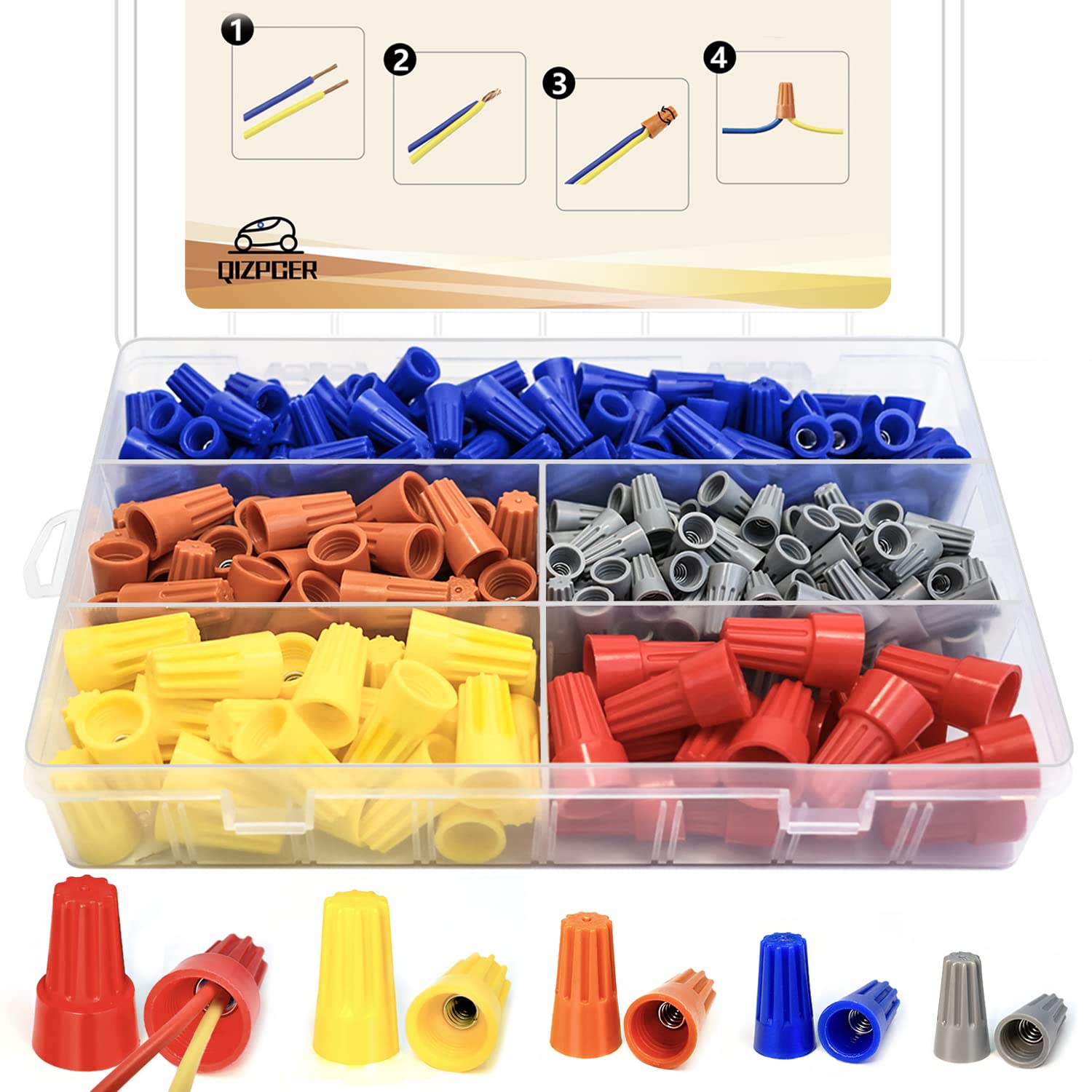 Buy now 240 Pcs Electrical Wire Connectors Screw Terminals - Twist Nuts Caps Wire Connection, Spring Insert Assortment kit 330 at indiglob india