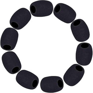 Phinus 10 Pack Lapel Microphone Windscreen, Headset Windscreen, Mic Foam Covers Lavalier Microphone Windscreen for Variety of Headset Microphone, Tough Sponge Material, Noise Reduction, Black