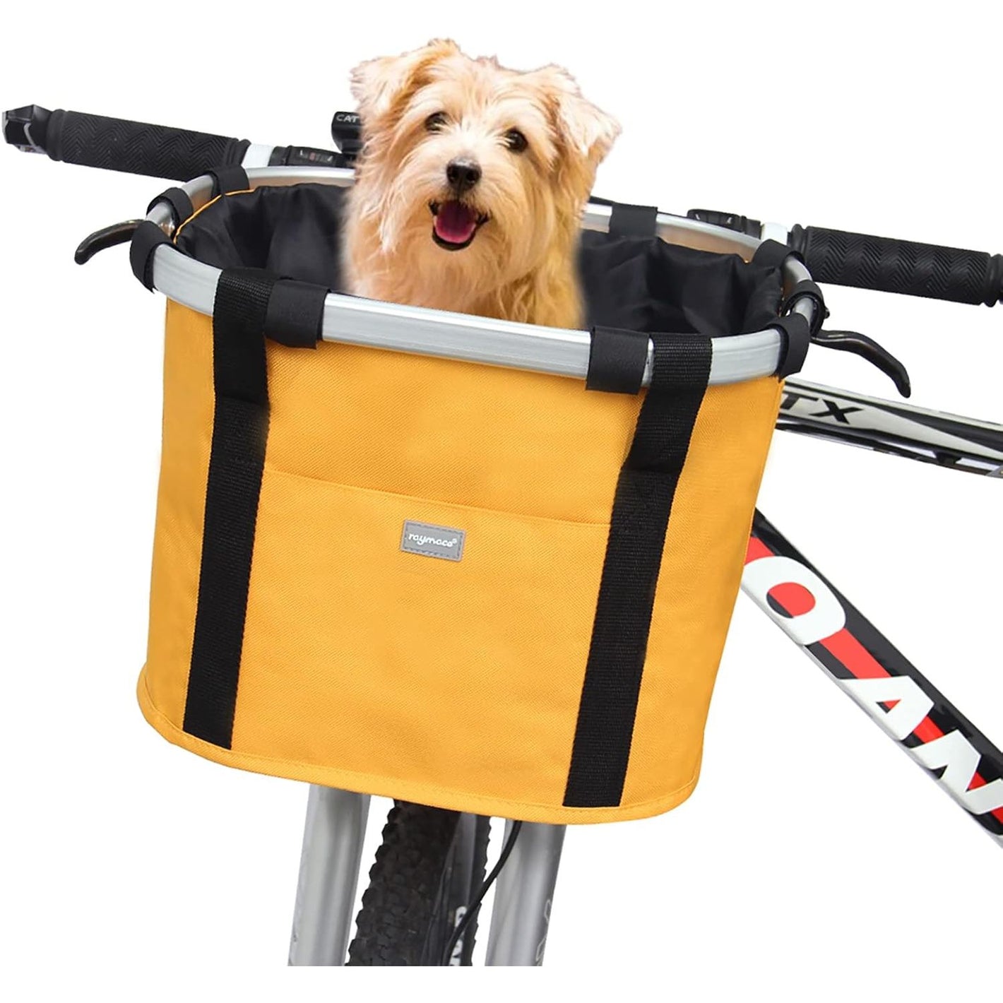 RAYMACE Bicycle Basket Dog Bike Handlebar Basket Front,Folding Detachable Quick Release Easy Install,Cycling Picnic Bag
