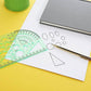 11 Pieces Geometric Drawings Templates Stencils Plastic Measuring Template Rulers Clear Green Shape Template for Drawing Engineering Drafting Building School Office Supplies - My Store
