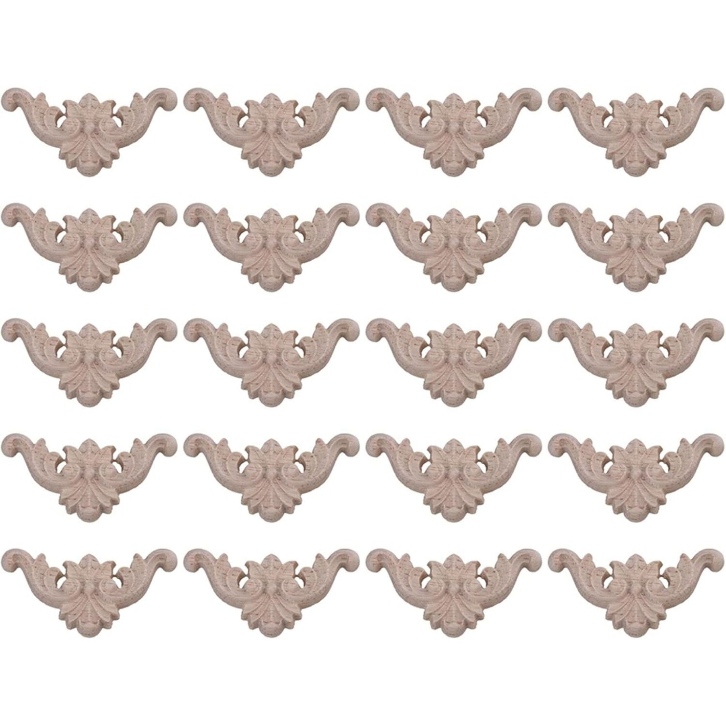 Buy now Mxfans Type C-15 Wood Carved Decal Corner Onlay Applique Flower 40x40mm Pack of 20 at indiglob india