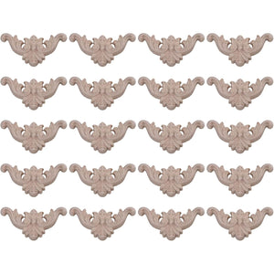 Mxfans Type C-15 Wood Carved Decal Corner Onlay Applique Flower 40x40mm Pack of 20
