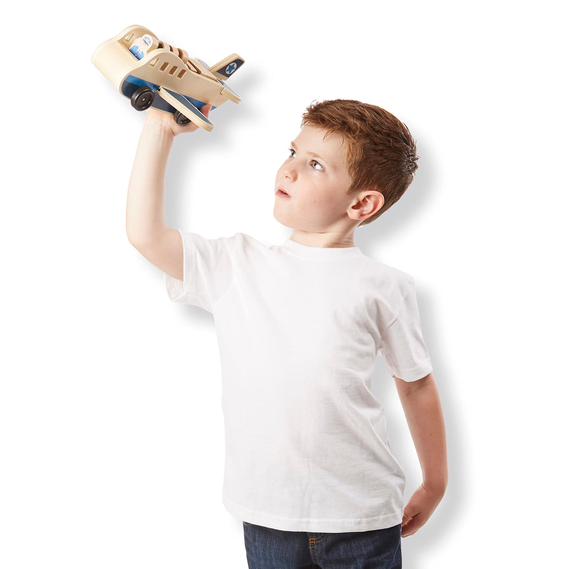 Buy now Melissa & Doug Wooden Airplane Play Set with 4 Play Figures and 4 Suitcases at indiglob india