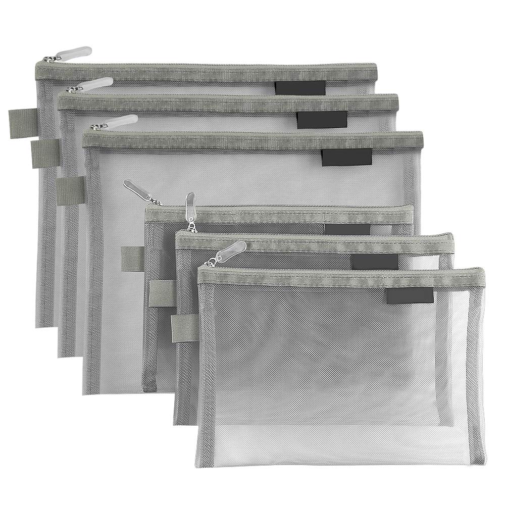 Clear Cosmetic Bags Zip Makeup Mesh Bags Pencil Case Pouch Travel Toiletry Kit Set Storage Case ((6A+5A)*3 Grey)