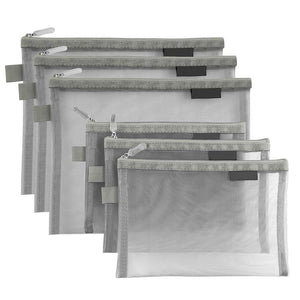 Clear Cosmetic Bags Zip Makeup Mesh Bags Pencil Case Pouch Travel Toiletry Kit Set Storage Case ((6A+5A)*3 Grey)