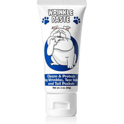 Squishface Wrinkle Paste - Bulldog, French Bulldog, Pug, English Bulldog – Cleans Wrinkles, Tear Stain, Tail Pockets, and Paws – Anti-Itch Tear Stain Remover & Bulldog Wrinkle Cream, 2 Oz.