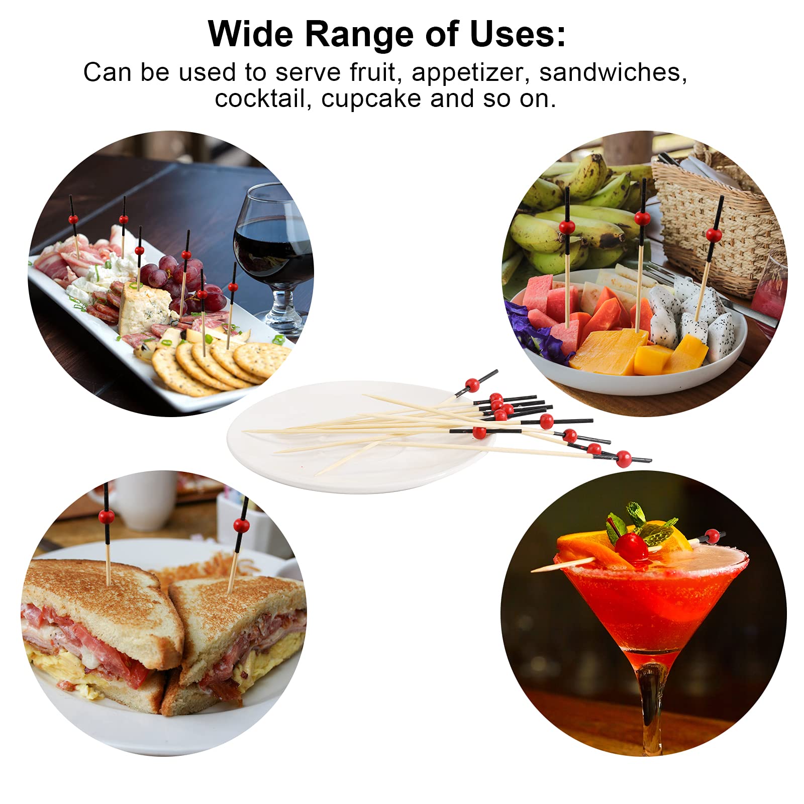 Buy now OOTSR 100 Pieces Cocktail Picks, 4.7 inch Red Fruit Toothpicks Sandwich Cocktail Picks for Wedding Party Appetizer Drink Martini Food Supplies Birthday Cake Party Snack Decorative at indiglob india