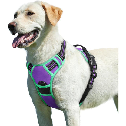 Eagloo Dog Harness for Large Dogs, No Pull Service Vest with Reflective Strips and Control Handle, Adjustable and Comfortable for Walking, No Choke Pet Harness with 2 Metal Rings, Orange, L
