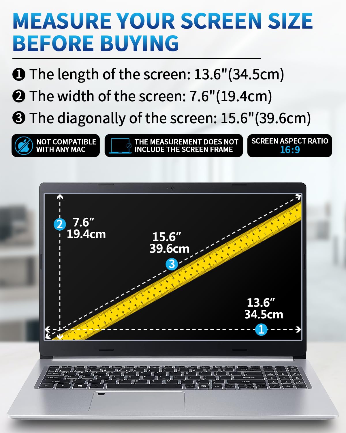 Buy now F FORITO 2-Pack 15.6 Inch Anti Blue Light Laptop Screen Protector, Eye Protection Anti Glare Matte Computer Screen Cover for 15.6" Laptop with 16:9 Aspect Ratio, Reduce Eye Strain and Touch Sensitive at indiglob india