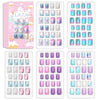 Laza 120pcs Children Nails Press On Pre-glue Full Cover Nail Tips Kit Glitter Gradient Color Rainbow Short Artificial False Nail Kits Lovely Christmas Gift for Children Kids Girls - Silver Pearl - Silver Pearl