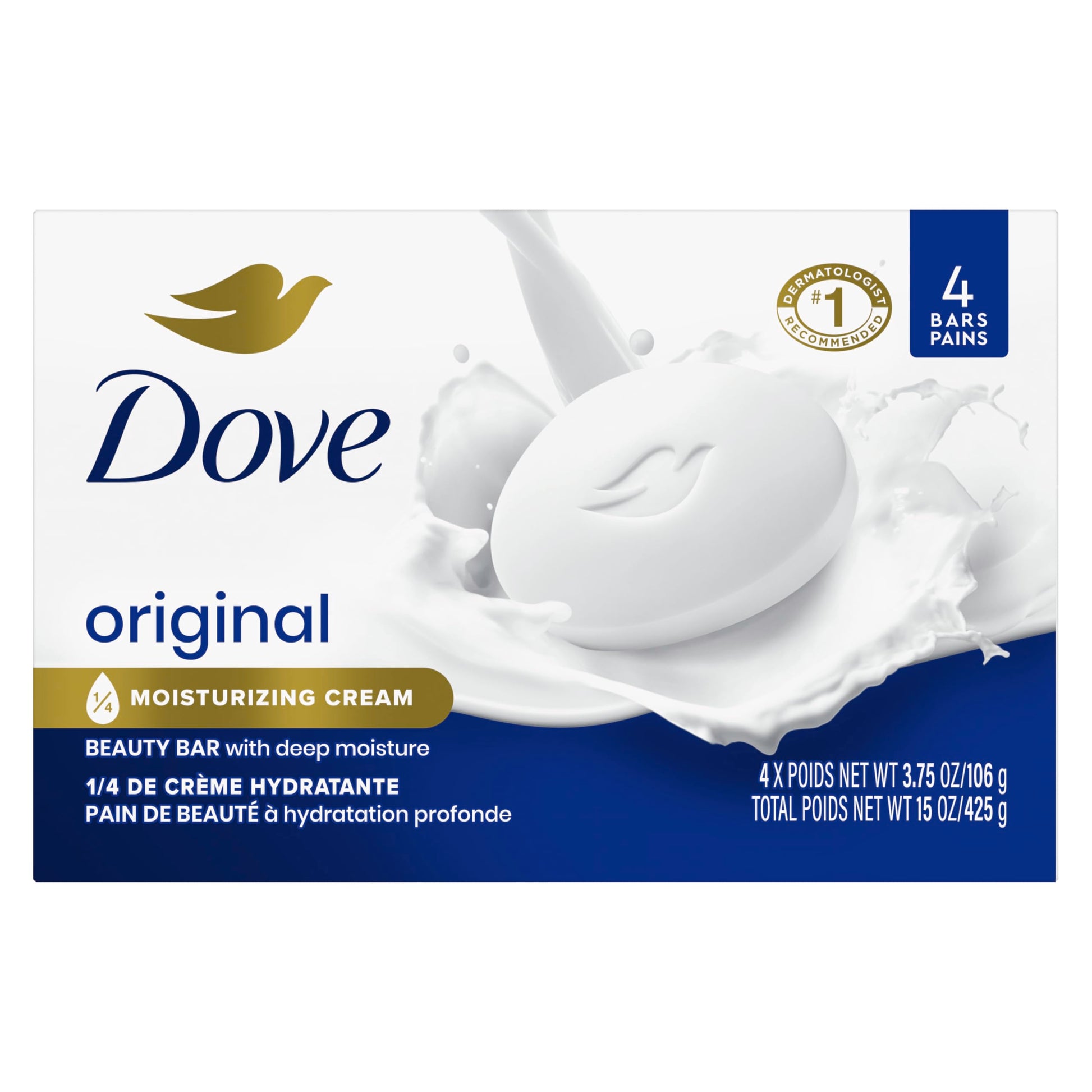 Buy now Dove Beauty Bar Soap Original, for Soft, Smooth Skin, with 1/4 Moisturizing Cream 2.6 oz 15 Ounce (Pack of 1) Original at indiglob india