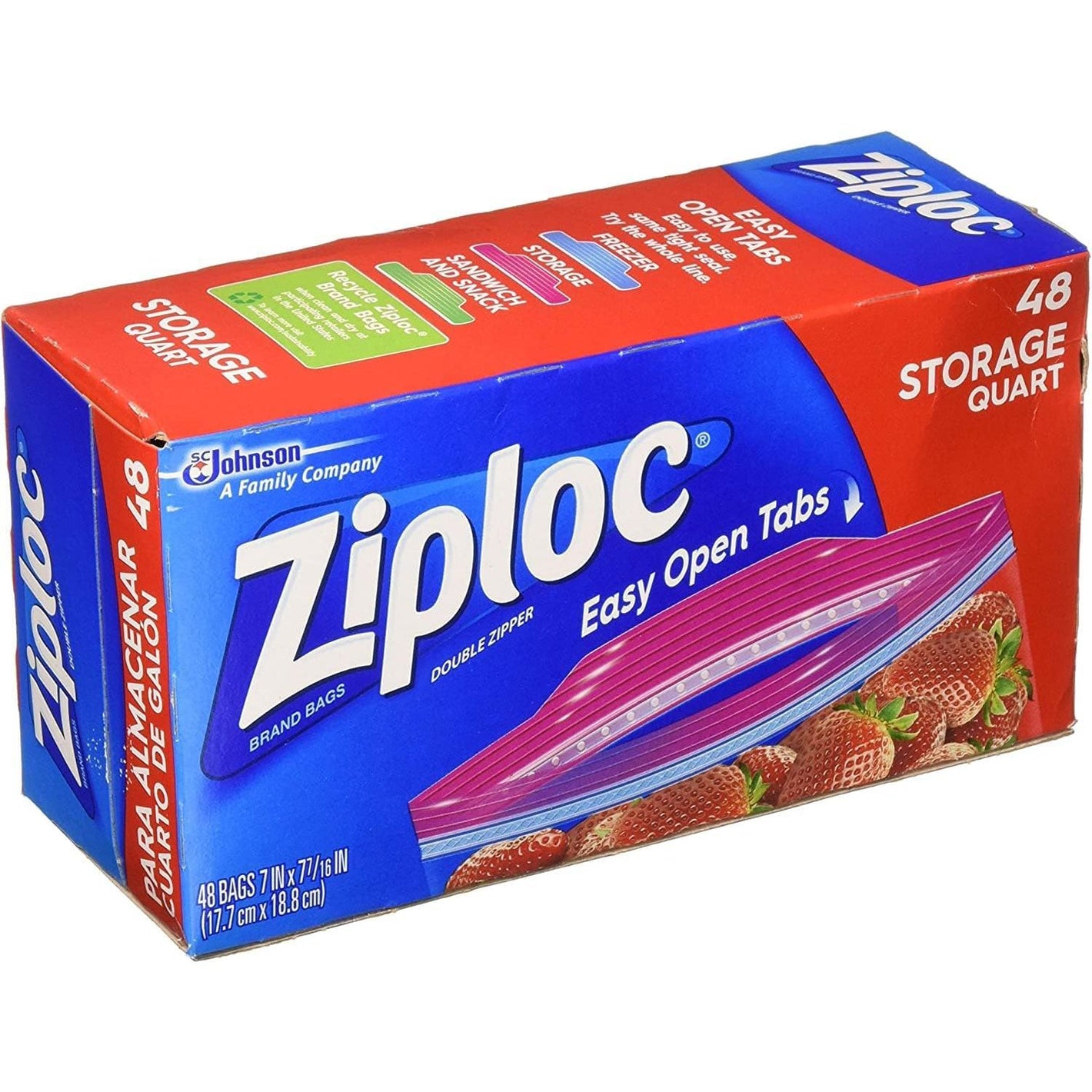 Ziploc Easy Open, Storage Quart 48 Count