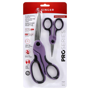 Buy now SINGER ProSeries Sewing 8.5" Heavy Duty Fabric Scissors and 4.5" Craft Detail Scissors Set, Lilac Purple, Set of 2 Sewing Scissors at indiglob india