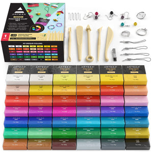 Buy now ARTEZA Polymer Clay Kit, 42 Colors with 5 Tools – Oven-Bake Modeling Clay for Jewelry Making, DIY Crafts, Sculpting & Creative Projects at indiglob india