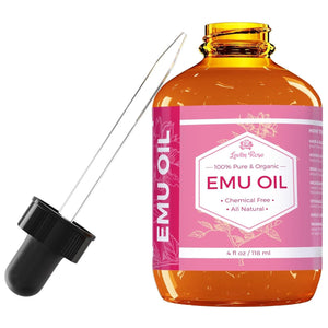 Leven Rose Emu Oil, 100% Pure Natural Hair Strengthener Anti Aging Skin Moisturizer 4 oz