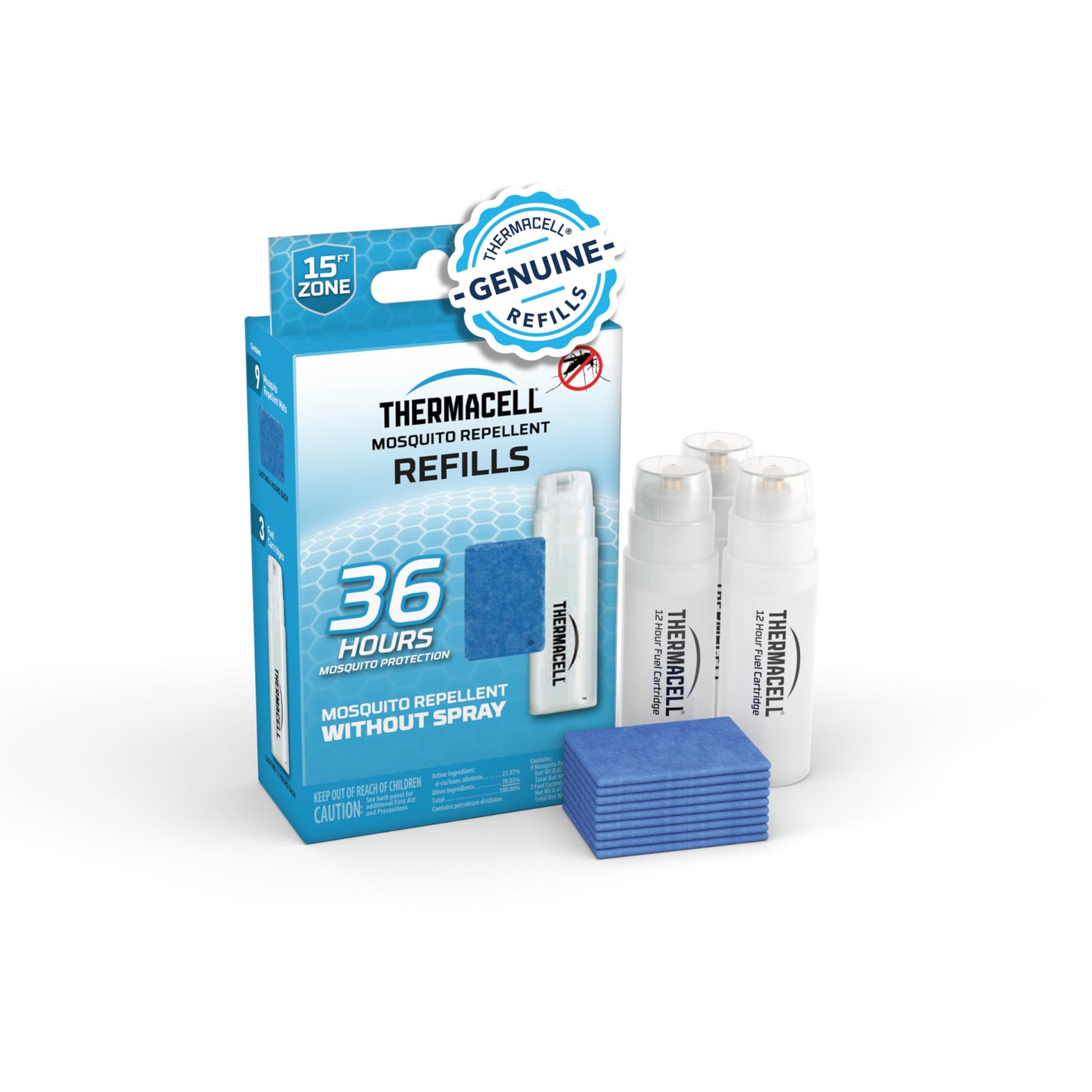 Buy now Thermacell Mosquito Repellent Refills; Provide 120 Hours of Protection; Contain 30 Repellent Mats, 10 Fuel Cartridges; Compatible with Any Fuel-Powered Mosquito Repeller Product at indiglob india