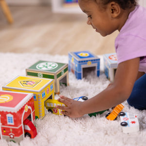 Buy now Melissa & Doug Nesting and Sorting Blocks - 6 Buildings, 6 Wooden Vehicles - FSC Certified at indiglob india