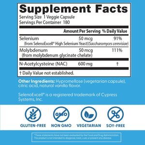 Doctor's Best Nac Detox Regulators with seleno excell, Non-GMO, Vegetarian, Gluten&Soy Free, 180 Veggie Caps, 180Count