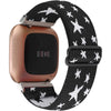 Adjustable Elastic Watch Band Compatible with Fitbit Versa/Versa 2/Versa Lite Special Edition for Women Men Nylon Stretchy Strap Wristband for Fitbit Versa Smart Watch (Black Stripes) - Black White Star