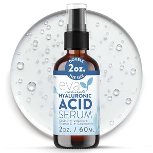 Eva Naturals Hyaluronic Acid Serum for Face – Pure Facial Gel with Natural Moisturizing Factors + HA – Anti-Aging Face Serum for Wrinkles, Fine Lines, Dry Skin, Lifted Glow – 2 oz