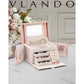 Vlando Jewelry Box Organizer for Girls Women, Large Baroque Jewelry Holder Organizer with Mirror, 3 Drawers for Bracelets, Earrings, Rings, Necklaces, Mothers Day for Loved One, Pink