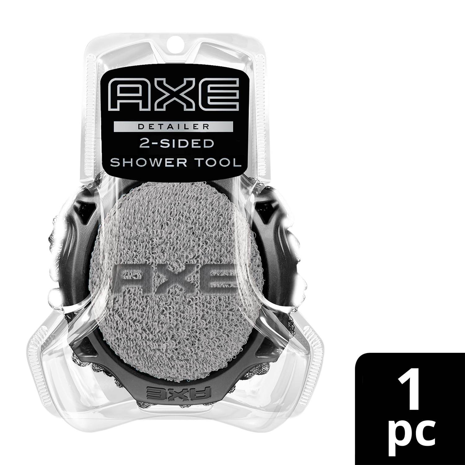 AXE Mens Shower Scrubber Tool, 2-Sided Detailer, Gray Color, Mesh Side for Lathering, Exfoliator for Smoothing Dry, Rough Skin - My Store