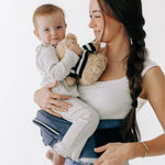 Buy now Tushbaby Original Hip Seat Baby Carrier for Babies & Toddlers up to 45 lbs, Safety Certified, Lightweight No-Foam Design with Storage & Nursing Support, Grey Chambray at indiglob india