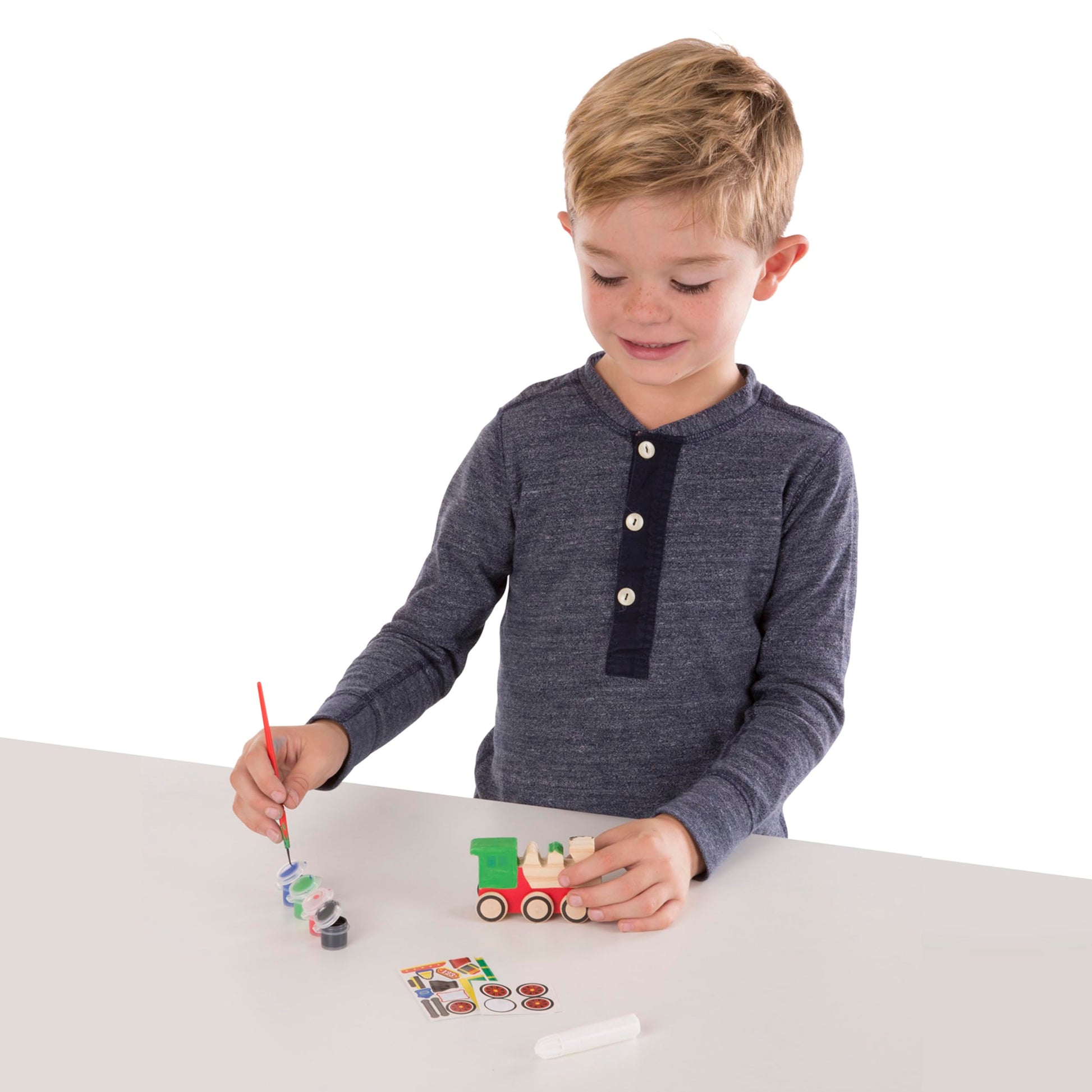 Buy now Melissa & Doug Created by Me! Paint & Decorate Your Own Wooden Vehicles Craft Kit For Kids 2 Pack – Monster Truck, Train at indiglob india