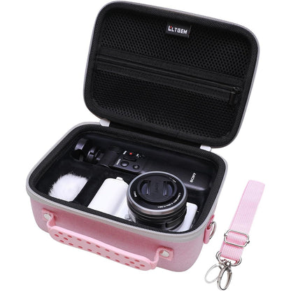 Camera Case Compatible with Sony Alpha ZV-E10 / ZV-1F / ZV-1 / ZV-1 II Vlog Camera with Shoulder Strap by LTGEM, Fits Vlogger Accessory Kit Tripod and Microphone, Black