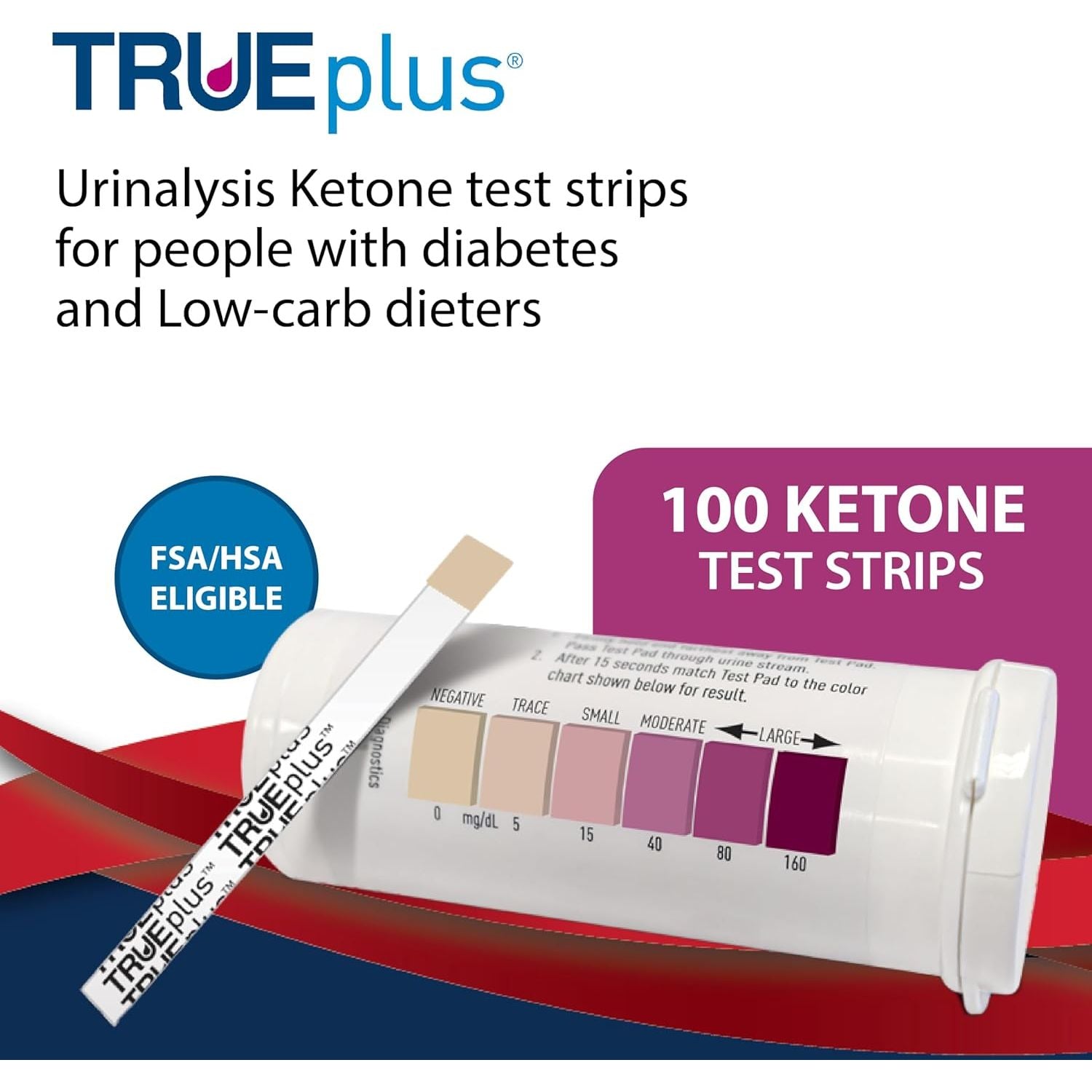 Buy now TRUEplus® Ketone Test Strips – Ideal for Low-carb dieters– Made in USA–Urinalysis Test Sticks (100) at indiglob india