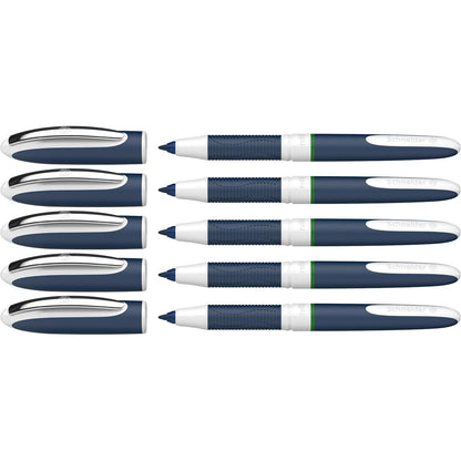 Schneider One Change Rollerball Pen, Refillable, 0.6 mm Ultra-Smooth Tip, Blue/White Barrel, Violet Ink, Box of 5 Pens (183708),Purple