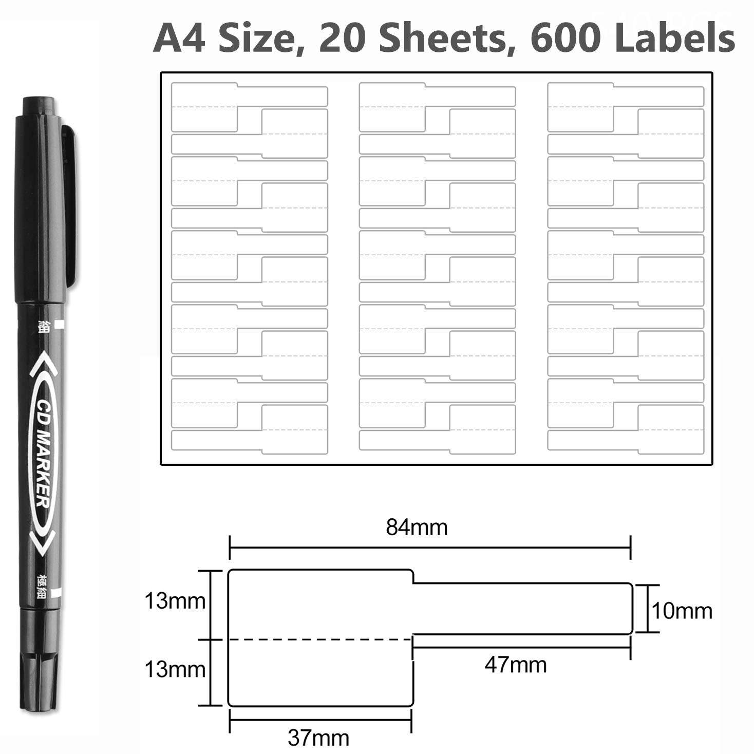 1 Lot de 600 étiquettes autocollantes Pour câble avec marquage, Format A4, 20 feu - My Store