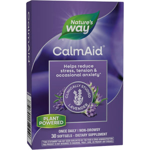 Nature's Way CalmAid, Helps Manage Stress and Tension*, Clinically Studied Lavender, Non-Drowsy, 30 Softgels