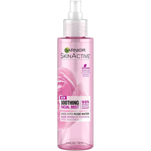 Garnier SkinActive Facial Mist Spray with Rose Water, 4.4 Fl Oz (130mL), 1 Count (Packaging May Vary)