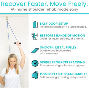 Vive Shoulder Pulley for Physical Therapy - Rotator Cuff Pain Pulley System - Over Door Rehab Exerciser - With Durable Metal Pulley & Comfortable Padded Handles