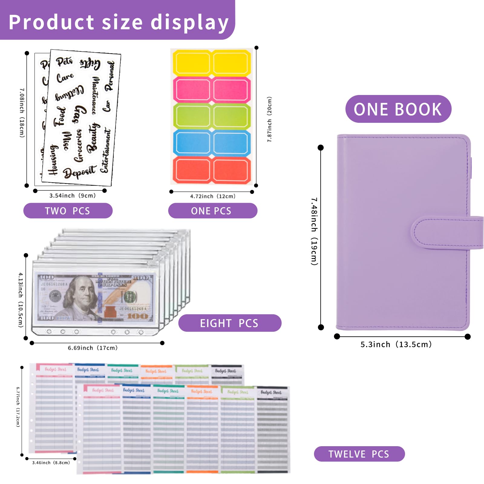 Buy now NICOOTHBudget Binder Cash Envelopes A6 Money Saving Binder with Zipper envelopes (Purple) at indiglob india