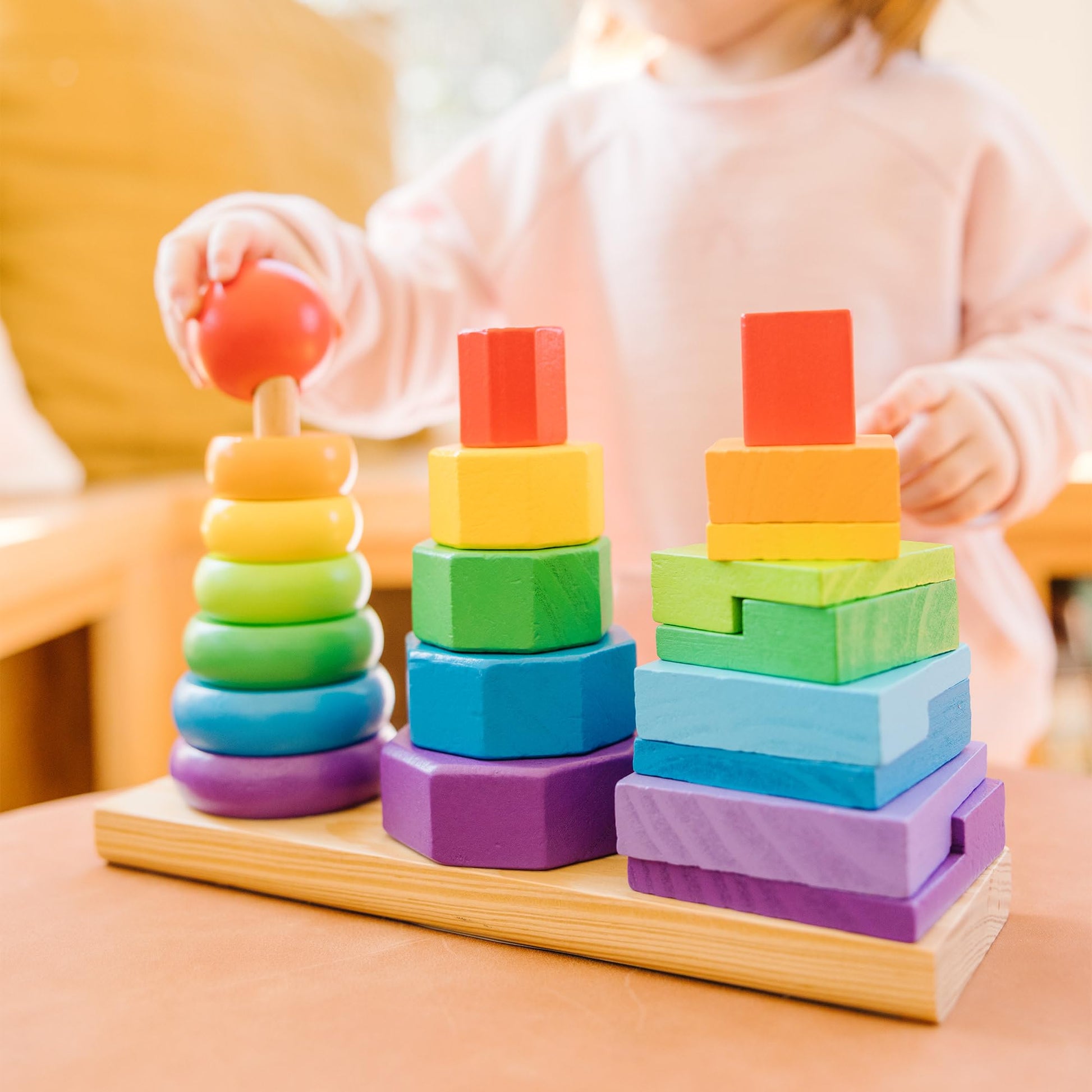 Buy now Melissa & Doug Geometric Stacker - Wooden Educational Toy,25 count(pack of 1) at indiglob india