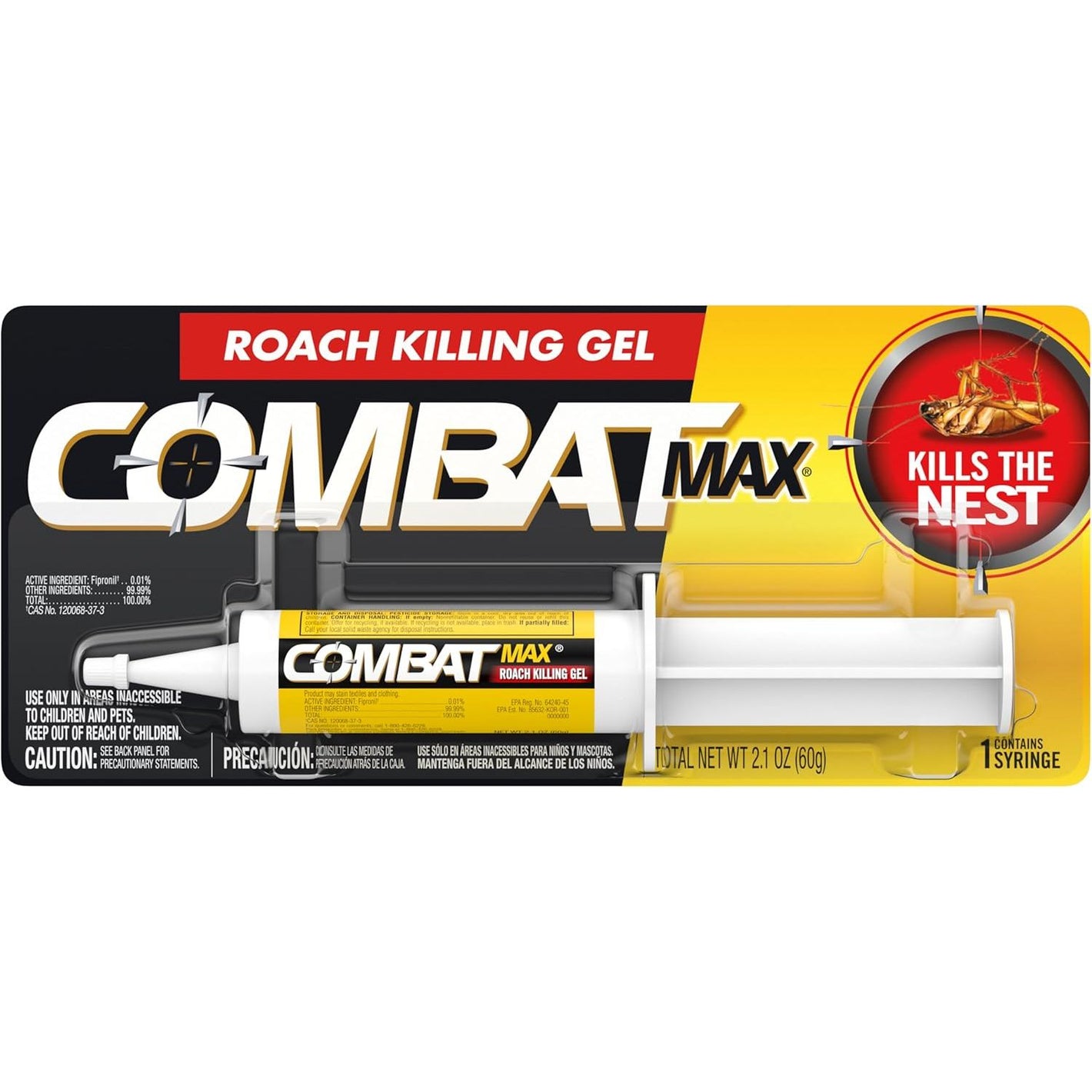 Combat Max Roach Killing Gel for Indoor and Outdoor Use, 1 Syringe, 2.1 Ounce (Pack of 1)
