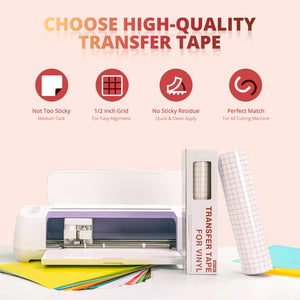 Buy now YRYM HT Clear Vinyl Transfer Paper Tape Roll-12 x 50 FT w/Alignment Grid Application Tape for Silhouette Cameo, Adhesive Vinyl for Decals, Signs, Windows, Stickers at indiglob india
